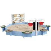 Outsunny Wooden Sandbox for 3-7 Years, 85" x 85" x 25", Blue