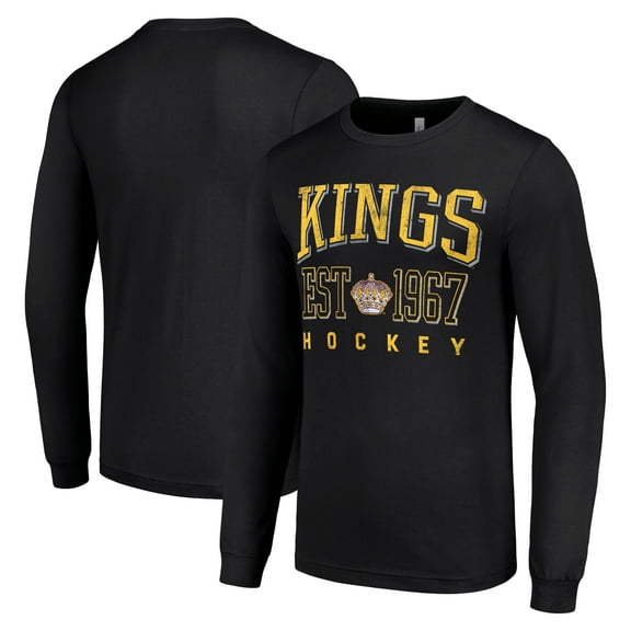 Men's Starter Black Los Angeles Kings Retro Graphic Long Sleeve Crew T-Shirt