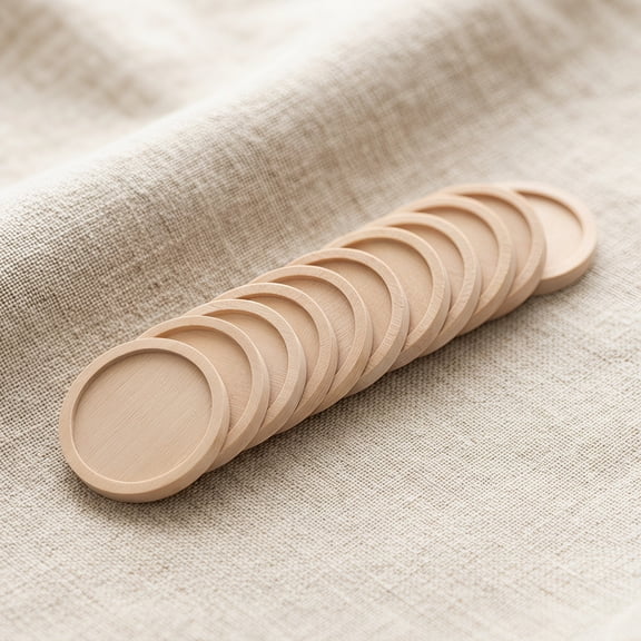 HONITANO 50 Pieces Khaki Wood Round Pendant Trays Circle Bases for Jewelry Making and Craft Projects