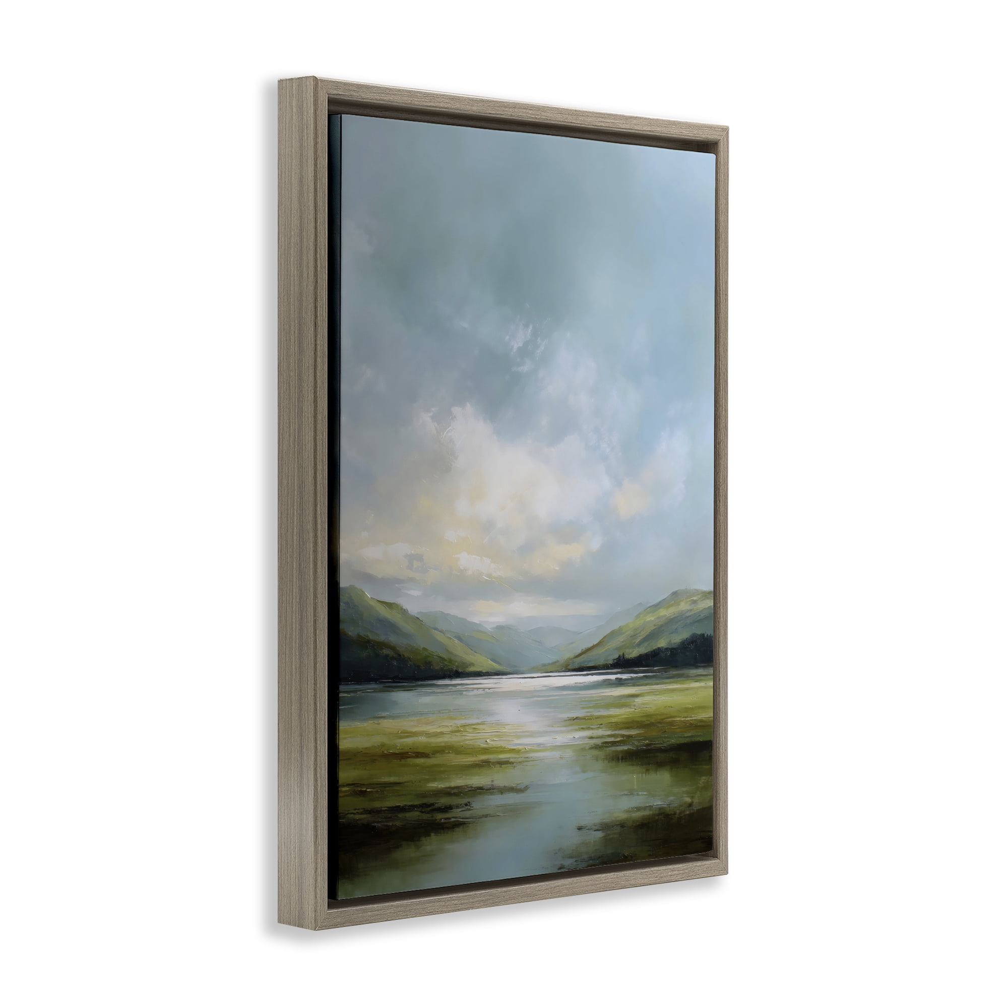 Stupell Industries Here Comes Sun over Valley Brown Framed Floater Canvas Wall Art, design by Petal Prints Design