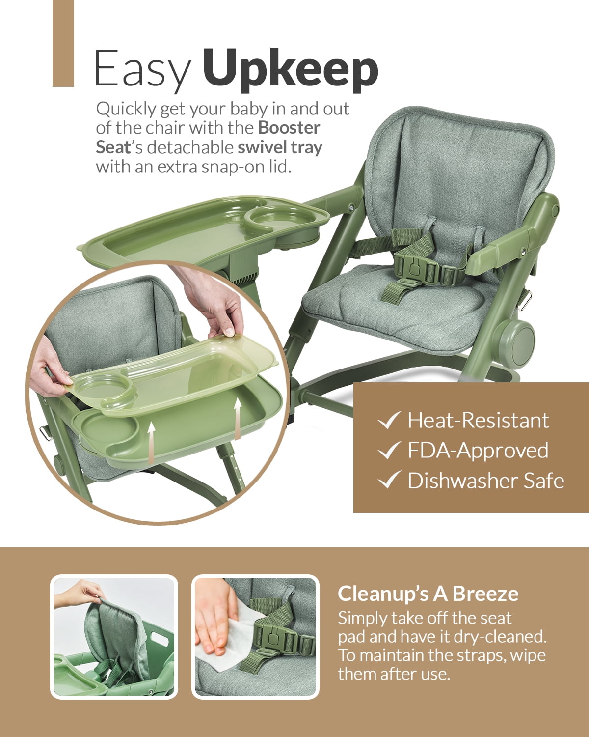 Unilove Feed Me 3-in-1 Portable High Chair & Feeding Booster Seat for Infant and Toddler