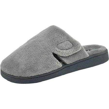 

Clarks Womens Open Back Soft Terry Slide Slipper JMS0782T - Adjustable Closure - Indoor Outdoor House Slippers For Women 9 M US LT Grey
