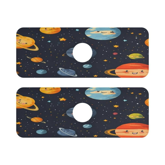 Cute Planet Quick Dry Silicone Algae Faucet Pad 14.7x5.4in 2 Pack Absorbent Mat for Kitchen Sink, Bathroom Countertop