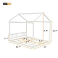 thumbnail image 7 of Queen Size House Bed, Wood House Bed with Headboard, Platform Bed Frame with Roof and Slats Support, Bedroom Floor House Bed for Kids Toddlers, No Box Spring Needed, White, 7 of 7