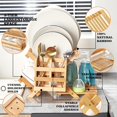 thumbnail image 3 of Bamboo Dish Drying Rack for Kitchen - Collapsible 3-Tier Wooden Folding Drainer with Utensil Holder and Dish Strainer Board for Countertop, Sink, and Racks Dryer (Natural), 3 of 3