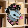 thumbnail image 4 of Animal Themed Handmade Stained Glass Window Hanging Art Featuring Opossum and Owl Designs, 4 of 4