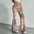 thumbnail image 6 of Women's Fashion Loose Drawstring Waist Retro Printed Casual Sports Flared Pants, Elastic Joggers Sweatpants, Stylish Yoga Pants for Women,Light pink,S, 6 of 8