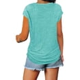 thumbnail image 2 of Women's Short Sleeve Zip Shirt Casual Loose Tunic Tops Side Shirring Blouse, 2 of 4
