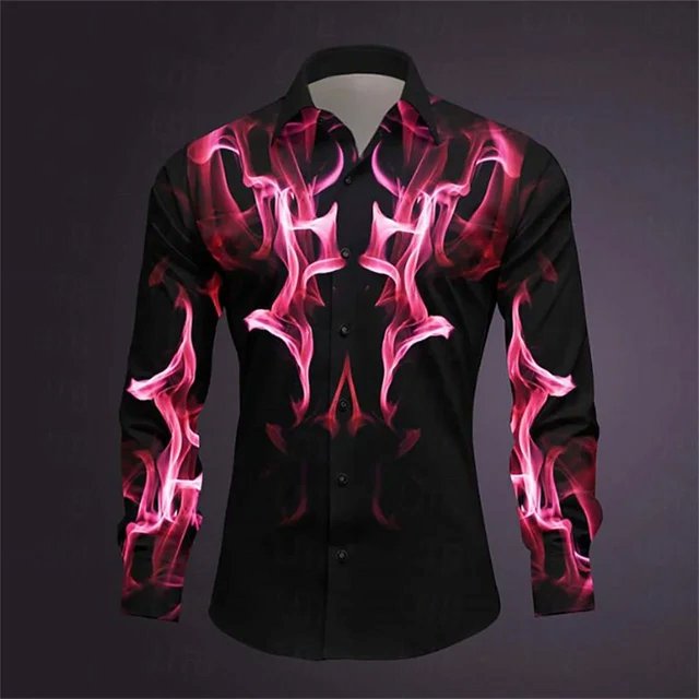 Camisa de hombre de verano de manga larga con solapa en bloque de color, ropa de calle para exteriores, a la moda, informal, transpirable y cómoda