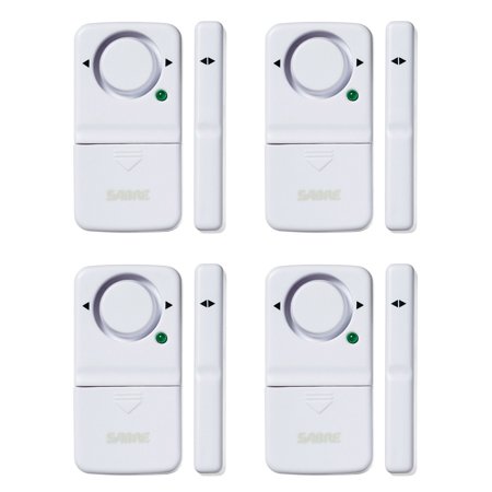 SABRE Wireless Home Security Door Window Burglar Alarm with LOUD 120 dB Siren - DIY EASY to Install - 4 Pack