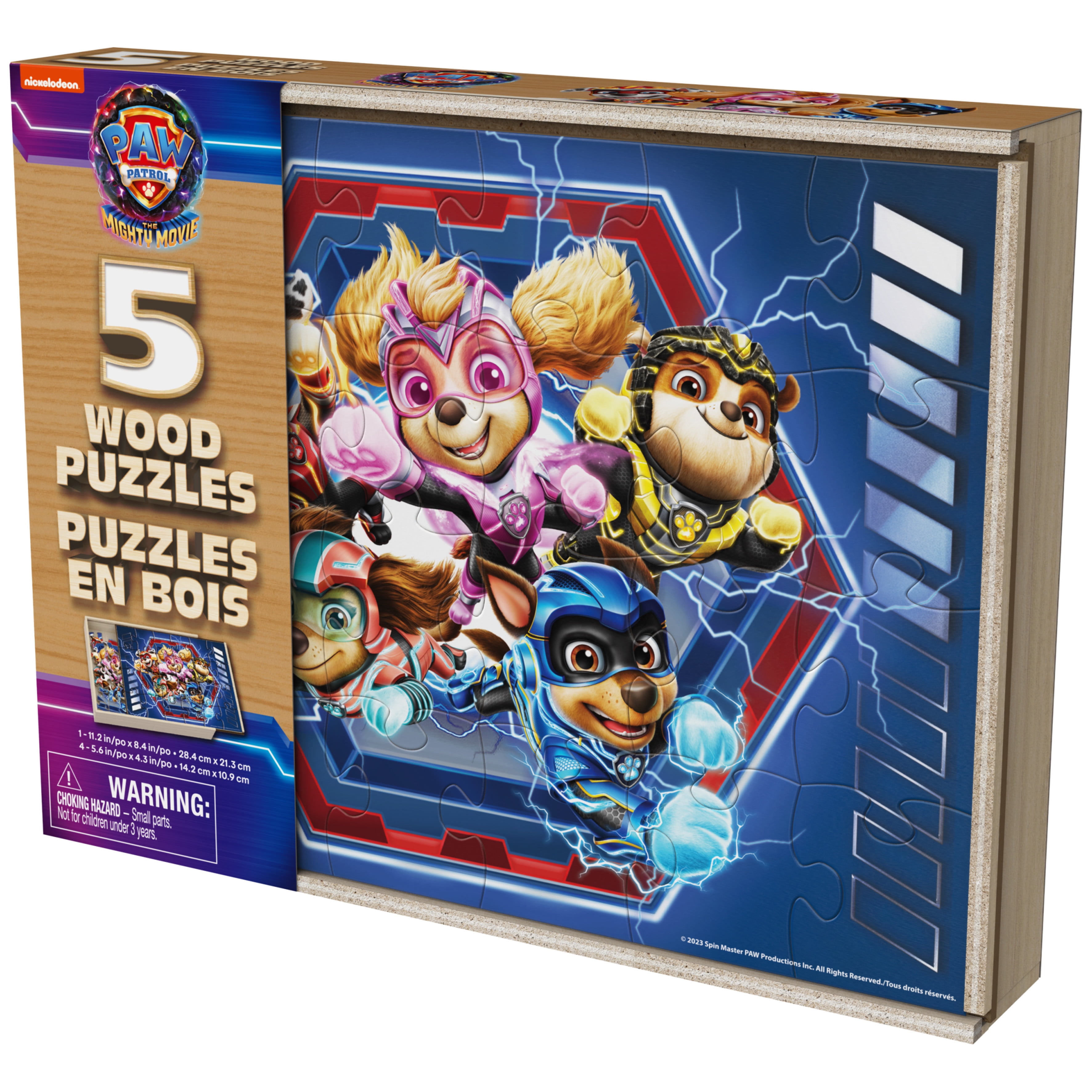 NEW Set of Disney Wish theme 5 wooden puzzles with storage box