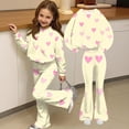 thumbnail image 6 of Grblisyd Girls Outfits Size 10-12 2 Piece Long Sleeve Crew Neck Cute Cartoon Print Sweatshirt Top and Flare Pants Set, 6 of 7