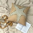 thumbnail image 2 of The HomeCentric Decorative Pillow Case Beige Pack of 2, 14x14 inch (35x35 cm) Pillow CoverFor Sofa Linen Starfish & Beaded Lace PillowcaseWith Zipper Sea Creatures Beach - Starfish Spectrum, 2 of 10