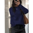 thumbnail image 5 of Women Casual Trendy Classic Pullover Sweaters Fall Outfits Navy Blue M, 5 of 8