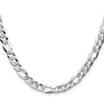 thumbnail image 2 of 925 Sterling Silver 7.0mm Flat Sparkle-Cut Pave Figaro Chain Necklace 22 Inch Chain Necklace for Women and Men, 2 of 2
