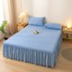 thumbnail image 5 of Falda De Cama De Color Liso, De Algodón Lavado, Con Borde Antideslizante Y Resistente a La Suciedad, Funda Protectora Para Estructura De Cama, Color Azul, 5 of 9