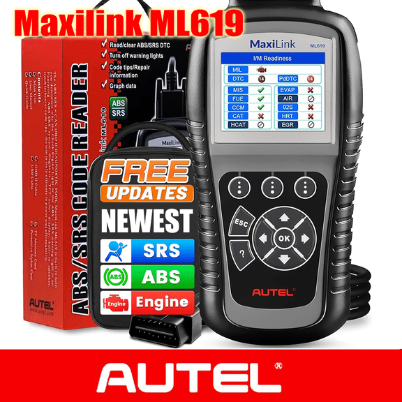 Autel Maxilink ML619 OBD2 Scanner, New Autel Scanner Upgraded Version of AL519/AL619, Code Reader with ABS SRS Diagnoses for Warning Light Turn Off (Including MIL), Graphs Data, 10 OBD2 Test Modes