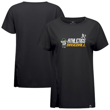 Women s-Levelwear Black Oakland Athletics Influx 8-Bit Baseball T-Shirt