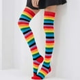 thumbnail image 2 of Rainbow Stripe Pattern Socks from the Sock Panda (Thigh High), 2 of 3