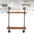 thumbnail image 3 of Solid Wood Retro Wall Mounted Shelf, Durable Wrought Iron Pipe Design, For Home Bar, 3 of 8