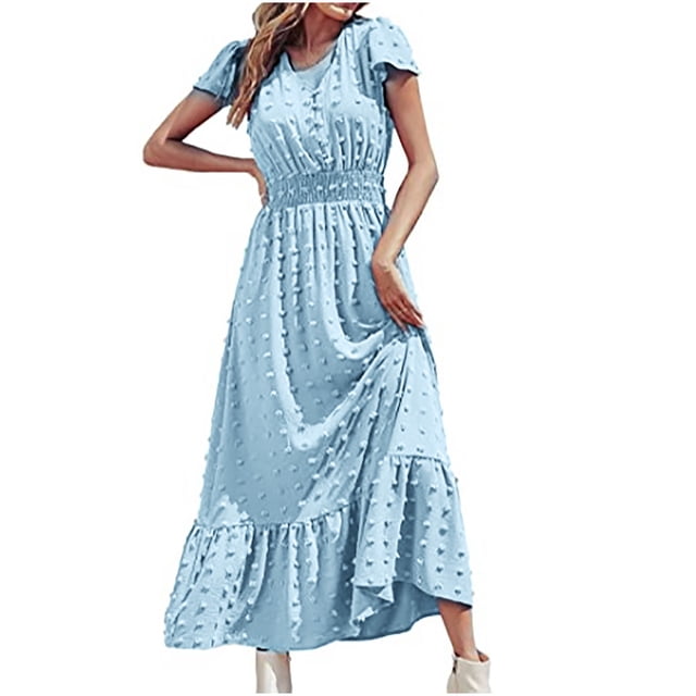 Pisexur Robe à Manches Courtes à Col en V Robe à Manches Courtes pour Femme Couleur Unie Robe à Manches Courtes à Col en V Robe pour Femmes