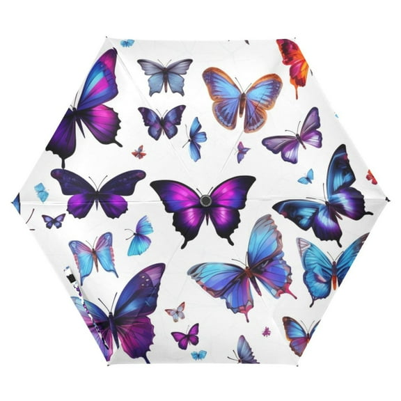 ALAZA Butterfly UPF 50  Compact Folding Umbrella for Rain Travel Umbrella Packable