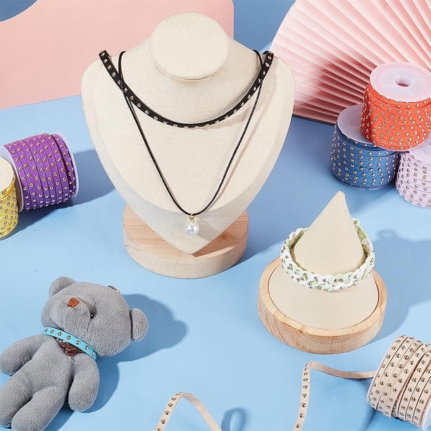 82 Yards 15 Colors Faux Suede Cord with Studs 5mm Leather  display picture 2