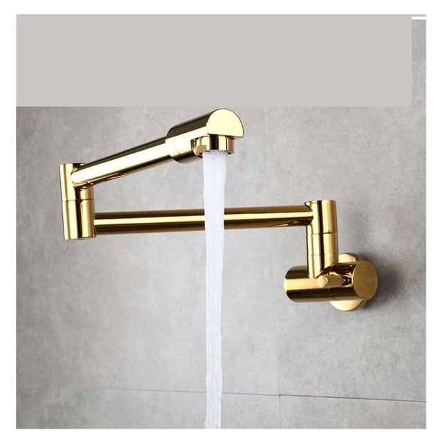 Brass Kitchen Faucet Tap Wall Mount Single Cold Single Hole Mixer Rotate Fold Faucet Chrome ,Easy to Install