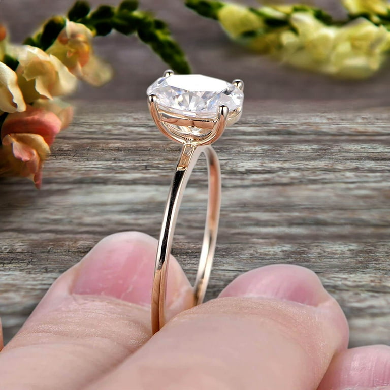 Thin band sale moissanite engagement rings