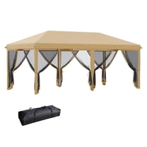Outsunny 10' x 20' Pop Up Canopy Tent with Netting, Heavy Duty Instant Sun Shelter, Large Tents for Parties with Carry Bag for Outdoor, Garden, Patio, Beige