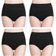 thumbnail image 1 of Ropa interior de algodón de talle alto para mujer Bragas suaves y completas para mujer Paquete de 4, negro, L Feliz Sencillez, 1 of 5