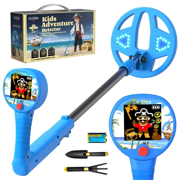 Detector de metales DR.ÖTEK para niños con pantalla LCD de 2,4 pulgadas y bobina de 6,7 pulgadas, az