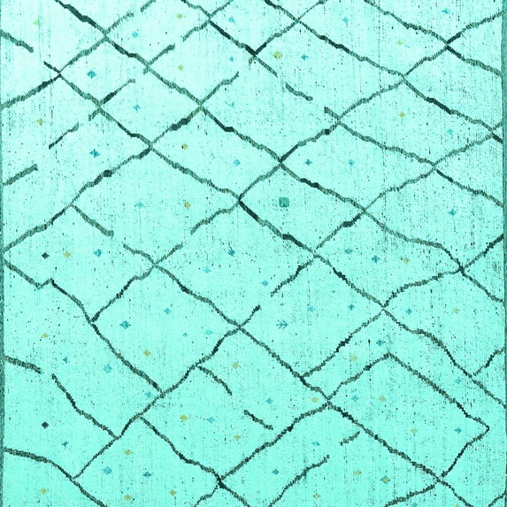 Ahgly Company Machine Washable Indoor Square Solid Turquoise Blue Modern Area Rugs, 4' Square