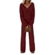 thumbnail image 1 of Conjunto Deportivo para Mujer PRETTYGARDEN Sudadera con Capucha y Pantalones de Pierna Ancha M Burdeos, 1 of 5