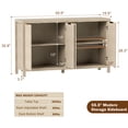 thumbnail image 2 of BedLuxury 55.5 Inch Sideboard Buffet Cabinet With Sturdy Desktop, Modern Wood Streaks Style Storage Cabinet with 4 Doors for Kitchen, Dinning Room, Hallway, Beige., 2 of 7