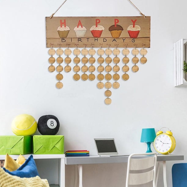 Calendario de madera Signo de recordatorio de feliz cumpleaños Tablero de bricolaje Amigos Marca de fecha (A) Likrtyny Para estrenar