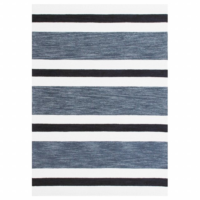 homeroots home decor 395537 5’ x 7’ Black and Gray Bold Striped Area Rug