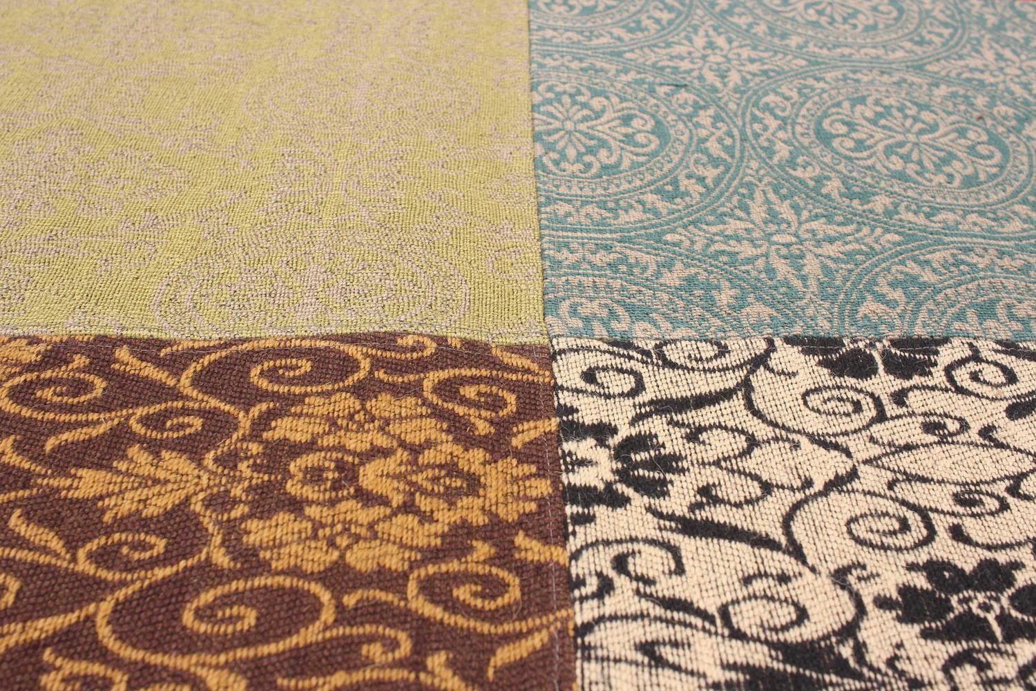 ECARPETGALLERY 5'8" x 7'6" Transitional Collage Handmade Area Rug for Living Room, Dining Room and Bedroom in Grn