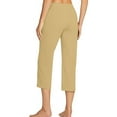 thumbnail image 4 of ibuvkizy 2025 Capri Pants for Women Casual Summer Wide Leg Crop Pants Loose Comfy Drawstring High Waist Yoga Jogger Capri Pants with Pockets, 4 of 7