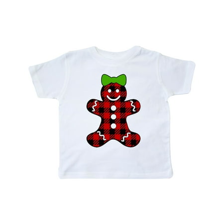 

Inktastic Buffalo Plaid Gingerbread Girl with Green Bow Gift Toddler Boy or Toddler Girl T-Shirt
