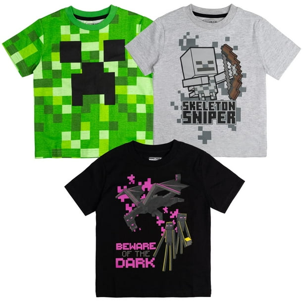Camiseta Minecraft Mobs Creeper Skeleton Enderman para niños de 10 a 12 años