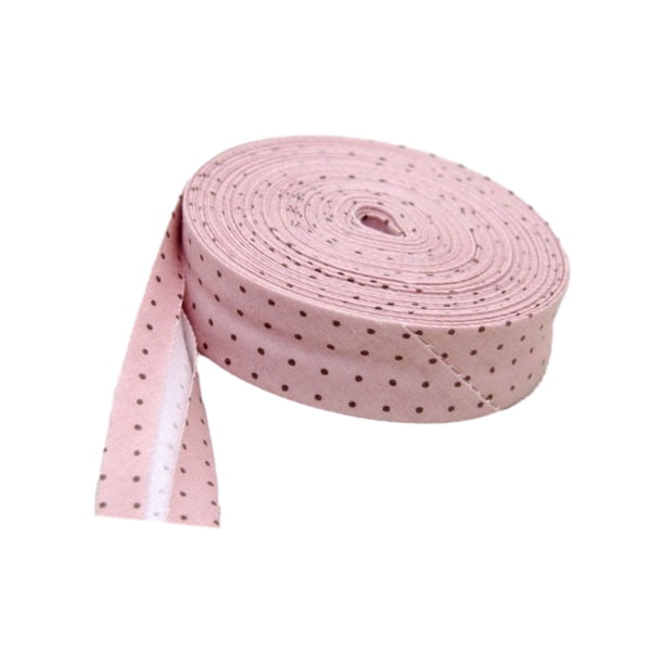 Billuyoard Cinta al bies de algodón versátil y moderna para todas las necesidades de costura Cinta para encuadernación al bies de un solo Tela de costura y artesanía Puntos marrones rosados