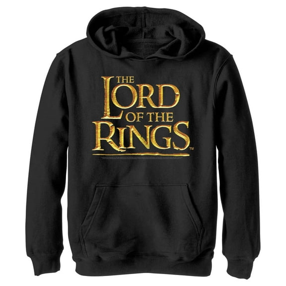 Boy's The Lord of the Rings Fellowship of the Ring Movie Logo  Pull Over Hoodie Black Large