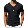 thumbnail image 3 of Bxsruta Men's Casual Ribbed Henley Short Sleeve V Neck Cotton Slim Fit Muscle T Shirt, 3 of 8