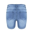 thumbnail image 3 of Xixinqiwan No Boundaries Women's Mid Rise Jean Short Summer Stretchy Straight Leg Ripped Raw Hem Denim Shorts with Pockets, 3 of 3