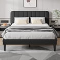thumbnail image 2 of VECELO Full Size Bed Frame, Upholstered Platform Bed Frame with Adjustable Headboard, No Box Spring Needed, Easy Assembly, Black, 2 of 6