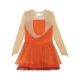 thumbnail image 5 of Sholeno Kids Girls Figure Skating Dress Mesh Splice Competition Leotard Ballet Lyrical Dance Costume Orange 16, 5 of 6