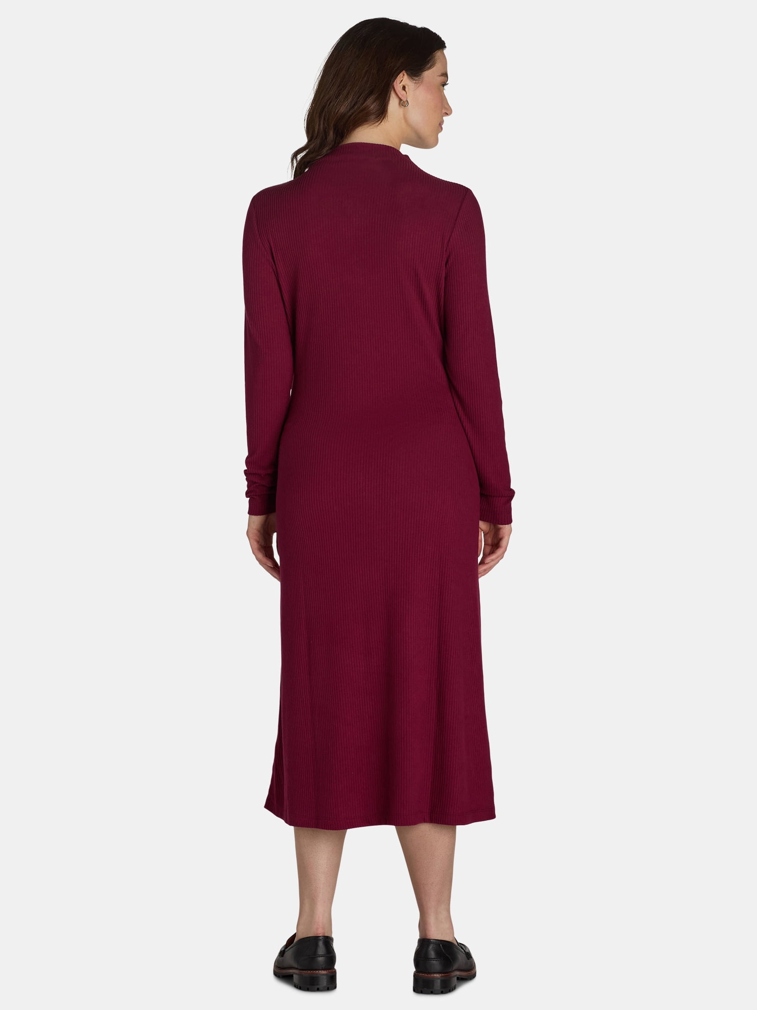 Time and Tru Women's and Women's Plus Ribbed Hacci Knit Midi Dress, Sizes XS-4X