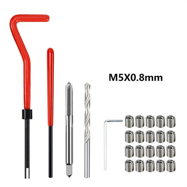 Ctnporpo 30pcs Stainless M5 X 0.8mm Or M6 X 1mm Thread Repair Insert Kit Compatible Hand Tool Set for Auto Repairing Compact Step Drill