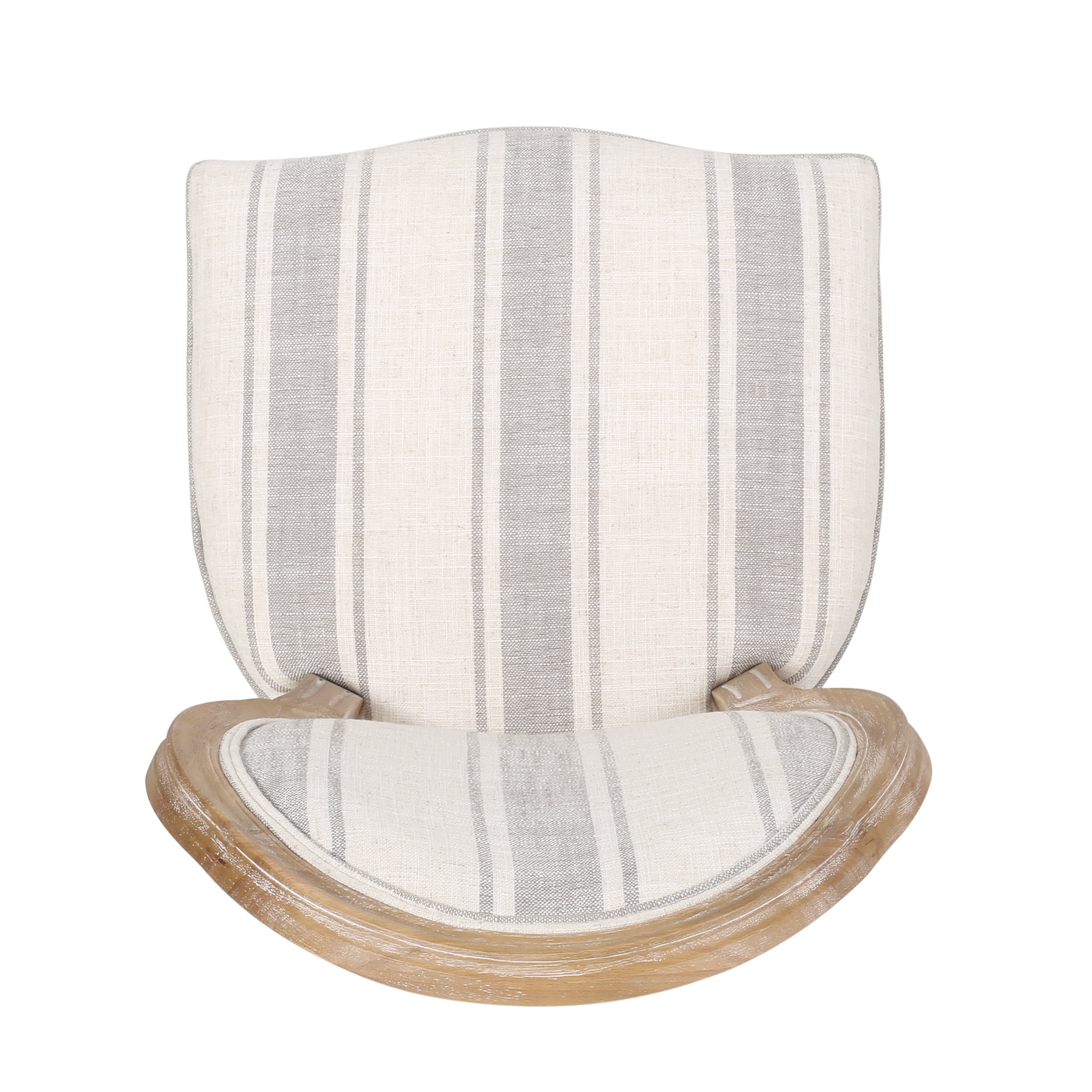 Noble House Karter Indoor French Fabric Dining Chairs, Set of 2, Gray Stripes